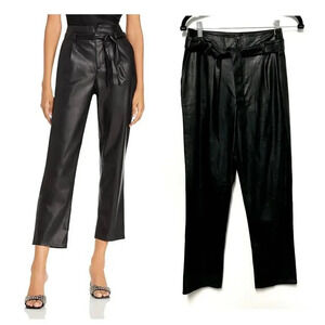 NWOT $229 Paige Melilla Faux Leather Paperbag Pants - Straight Leg Tie Belt